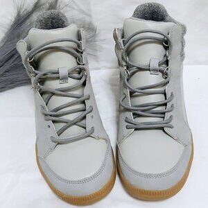 Time and Tru High-Top Wedge Boots - Grey on Grey, Size 8